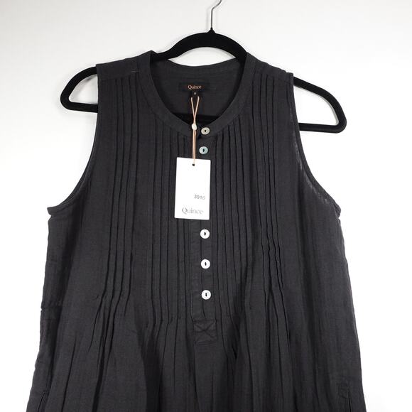 New Quince Women’s Organic Cotton Gauze Sleeveless Swing Dress Black Small 3910M - Picture 4 of 9